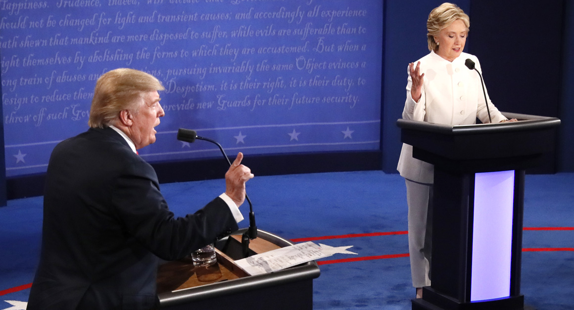 Donald Trump and Hillary Clinton trade barbs during the final presidential debate Oct. 19, 2016, in Las Vegas.