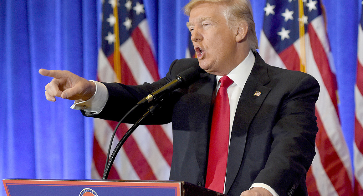President-elect Donald Trump speaks during a press conference Jan. 11 at Trump Tower in New York.