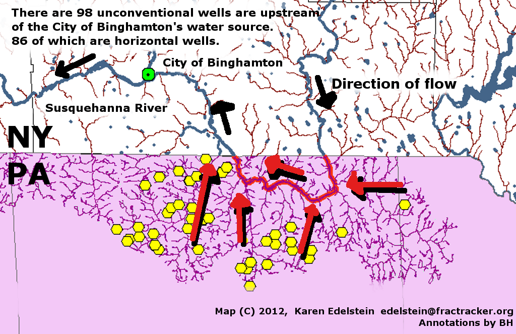 There are 98 unconventional gas wells within the headwaters for the City of Binghamton's water supply, despite a moratorium on fracking in NY.