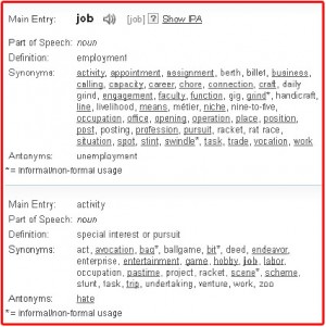 jobs thesaurus