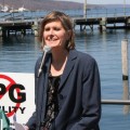 Sandra Steingraber speaking at Seneca Lake yesterday