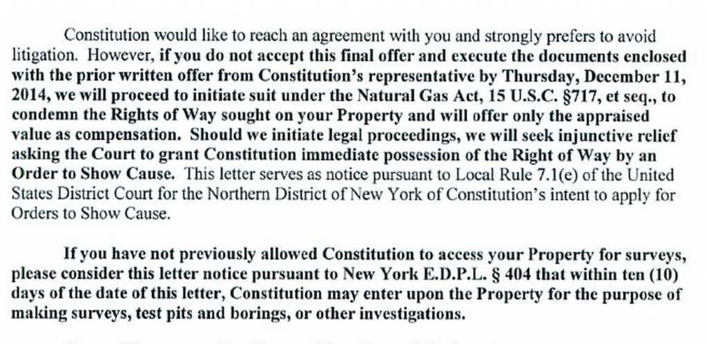 constitution gas pipeline eminent domain 